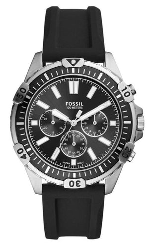 Buy Shop Fossil Garrett Chronograph Black Dial Black Rubber Strap Watch for Men - FS5624 USA Online