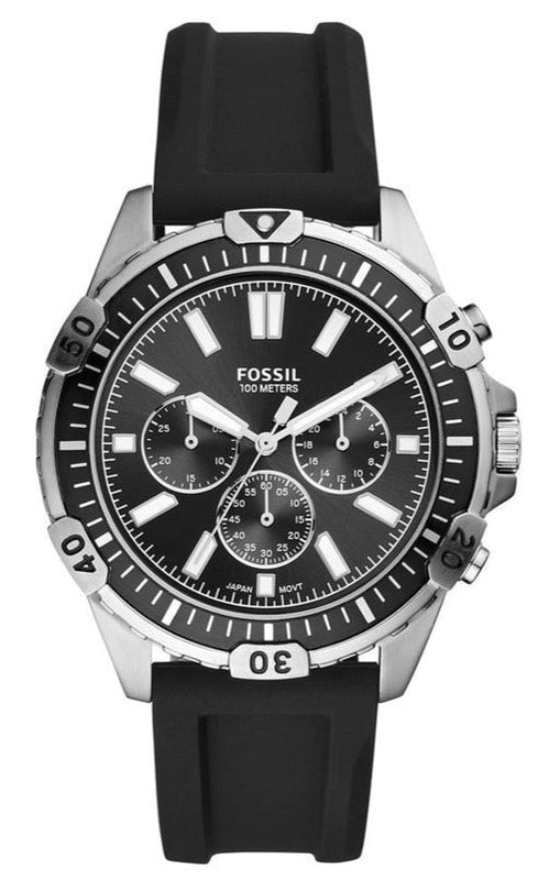 Buy Shop Fossil Garrett Chronograph Black Dial Black Rubber Strap Watch for Men - FS5624 USA Online