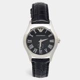 Buy Shop Emporio Armani Velente Black Dial Black Leather Strap Watch For Women - AR0644 USA Online