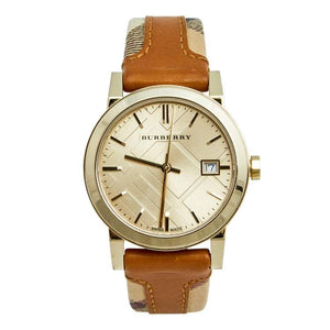 Buy Shop Burberry The City Gold Dial Brown Leather Strap Watch for Women - BU9133 USA Online
