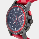 Burberry The City Chronograph Black Dial Red Rubber Strap Watch For Men - BU9805