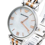 Buy Shop Emporio Armani Gianni T-Bar Mother of Pearl Dial Two Tone Steel Strap Watch For Women - AR1987 USA Online