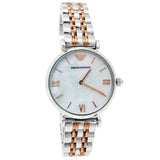 Buy Shop Emporio Armani Gianni T-Bar Mother of Pearl Dial Two Tone Steel Strap Watch For Women - AR1987 USA Online