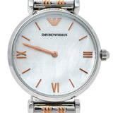 Buy Shop Emporio Armani Gianni T-Bar Mother of Pearl Dial Two Tone Steel Strap Watch For Women - AR1987 USA Online