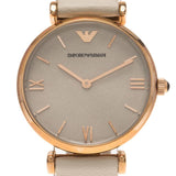 Buy Shop Emporio Armani Gianni T Bar Light Brown Dial White Leather Strap Watch For Women - AR1769 USA Online