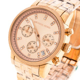 Buy Shop Michael Kors Ritz Chronograph Rose Gold Dial Rose Gold Steel Strap Watch for Women - MK6077 USA Online