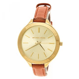 Buy Shop Michael Kors Runway Quartz Gold Dial Orange Leather Strap Watch For Women - MK2275 USA Online