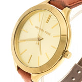 Buy Shop Michael Kors Runway Quartz Gold Dial Orange Leather Strap Watch For Women - MK2275 USA Online