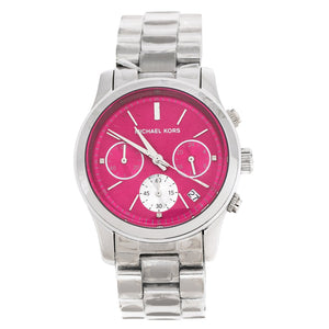Buy Shop Michael Kors Runway Chronograph Pink Dial Silver Steel Strap Watch for Women - MK6160 USA Online