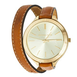 Buy Shop Michael Kors Runway Gold Dial Brown Leather Strap Watch For Women - MK2256 USA Online