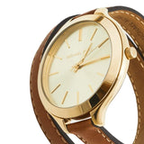 Buy Shop Michael Kors Runway Gold Dial Brown Leather Strap Watch For Women - MK2256 USA Online