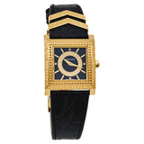 Buy Shop Versace VD-25 Diamonds Black Dial Black Leather Strap Watch for Women - VQF020015 USA Online