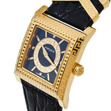 Buy Shop Versace VD-25 Diamonds Black Dial Black Leather Strap Watch for Women - VQF020015 USA Online