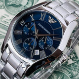 Buy Shop Emporio Armani Classic Blue Dial Silver Steel Strap Watch For Men - AR1635 USA Online