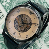Buy Shop Emporio Armani Meccanico White Dial Black Leather Strap Watch For Men - AR1923 USA Online