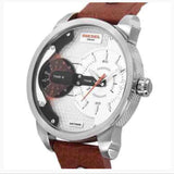 Buy Shop Diesel Mini Daddy Silver Dial Brown Leather Strap Watch For Men - DZ7309 USA Online
