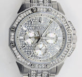 Bulova Crystal Collection Pave Silver Dial with Crystals Silver Steel Strap Watch for Men - 96C134