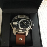 Buy Shop Diesel SBA Dual Time Black Dial Brown Leather Strap Watch For Men - DZ7264 USA Online