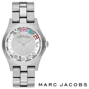 Buy Shop Marc Jacobs Henry Skeleton Silver Dial Silver Steel Strap Watch for Women - MBM3262 USA Online