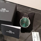 Coach Charles Green Dial Black Leather Strap Watch for Men - 14602436