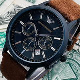 Buy Shop Emporio Armani Chronograph Black Dial Brown Leather Strap Watch For Men - AR11078 USA Online