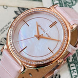 Buy Shop Michael Kors Cinthia Mother of Pearl Dial Pink Leather Strap Watch for Women - MK2663 USA Online
