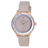 Swarovski Octea Nova Grey Dial Grey Leather Strap Watch for Women - 5295326