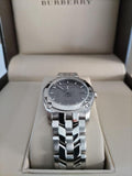 Buy Shop Burberry Herringbone Grey Dial Silver Steel Strap Watch for Women - BU1851 USA Online