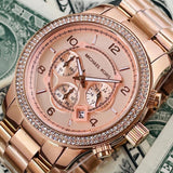 Buy Shop Michael Kors Dylan Rose Gold Dial Rose Gold Steel Strap Watch for Women - MK5576 USA Online