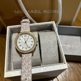 Buy Shop Michael Kors Tibby Analog Silver Dial White Leather Strap Watch for Women - MK1049 USA Online