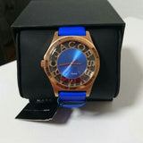 Buy Shop Marc Jacobs Henry Skeleton Blue Dial Blue Leather Strap Watch for Women - MBM1244 USA Online