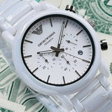 Buy Shop Emporio Armani Classic Chronograph White Dial White Rubber Strap Watch For Men - AR1054 USA Online