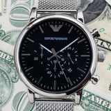 Buy Shop Emporio Armani Luigi Black Dial Silver Mesh Bracelet Watch For Men - AR8032 USA Online
