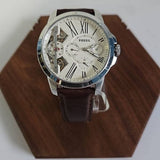 Buy Shop Fossil Grant Twist Multi-Function White Dial Brown Leather Strap Watch for Men - ME1144 USA Online