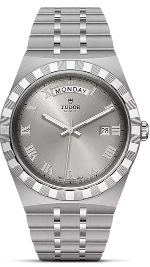 Tudor Royal Day Date Diamonds Automatic Silver Dial Silver Steel Strap Watch for Men - M28600-0002