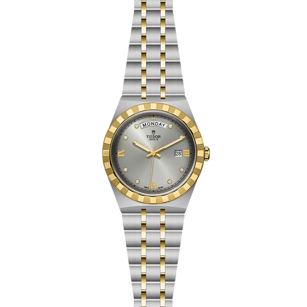 Buy Shop Tudor Royal Diamonds Automatic Grey Dial Two Tone Steel Strap Watch for Men - M28603-0002 USA Online