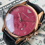 Buy Shop Emporio Armani Classic Chronograph Burgundy Dial Brown Leather Strap Watch For Men - AR1890 USA Online