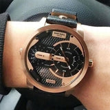 Buy Shop Diesel Mini Daddy Dual Time Black & Gold Dial Black Leather Strap Watch For Men - DZ7317 USA Online