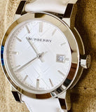 Buy Shop Burberry The City White Dial White Leather Strap Watch for Women - BU9128 USA Online