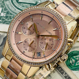 Buy Shop Michael Kors Ritz Chronograph Rose Dial Two Tone Steel Strap Watch for Women - MK6475 USA Online
