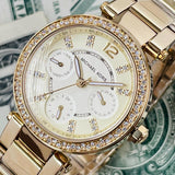 Buy Shop Michael Kors Parker White Dial Gold Steel Strap Watch for Women - MK6056 USA Online