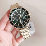 Buy Shop Fossil Bannon Multifunction Chronograph Green Dial Gold Steel Strap Watch for Men - BQ2493 USA Online