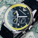Buy Shop Emporio Armani Chronograph Black Dial Black Rubber Strap Watch For Men - AR5865 USA Online