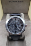 Burberry The City Grey Dial Black Leather Strap Watch for Men - BU9359