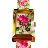Buy Shop Gucci G-Frame Floral Mother of Pearl Dial White Leather Strap Watch For Women - YA147406 USA Online