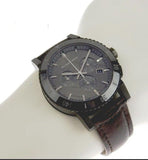 Buy Shop Burberry The City Chronograph Ion Plated Grey Dial Grey Leather Strap Watch for Men - BU9384 USA Online