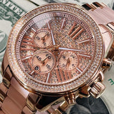 Michael Kors Wren Crystals Rose Gold Dial Rose Gold Steel Strap Watch for Women - MK6096