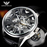 Buy Shop Emporio Armani Meccanico Automatic Black Dial Leather Strap Watch For Men - AR4629 USA Online