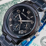 Buy Shop Michael Kors Runway Black Ceramic Dial Black Steel Strap Watch for Women - MK5162 USA Online
