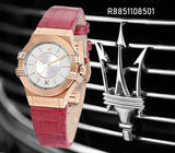 Maserati Potenza Silver Dial Red Leather Strap Watch For Women - R8851108501